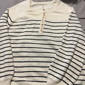 Wishlist black and white striped sweater with slight bell sleeve